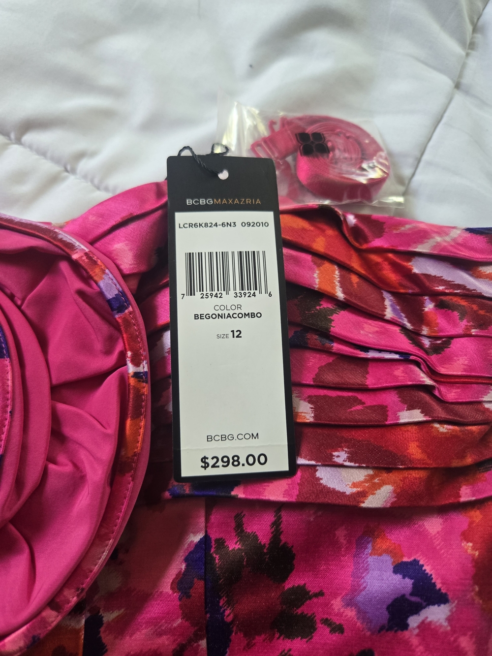 BCBGMaxAzria Hot Pink Floral Strapless Dress - Picture 2 of 14